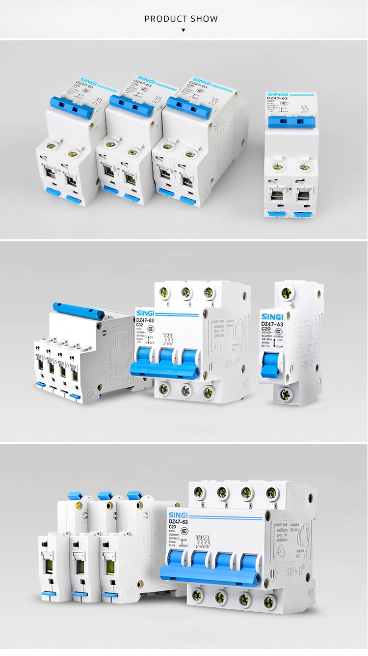 Manufacture Air Low Voltage Circuit Breakers Singi 3p 4p Electric Breaker DC Dz47-63