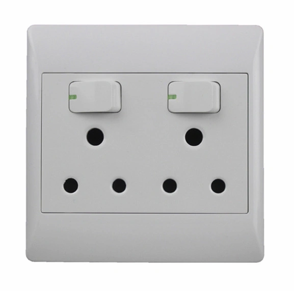 Two-Way Double 16A Wall Round Hole Socket Switch (126× 126mm)