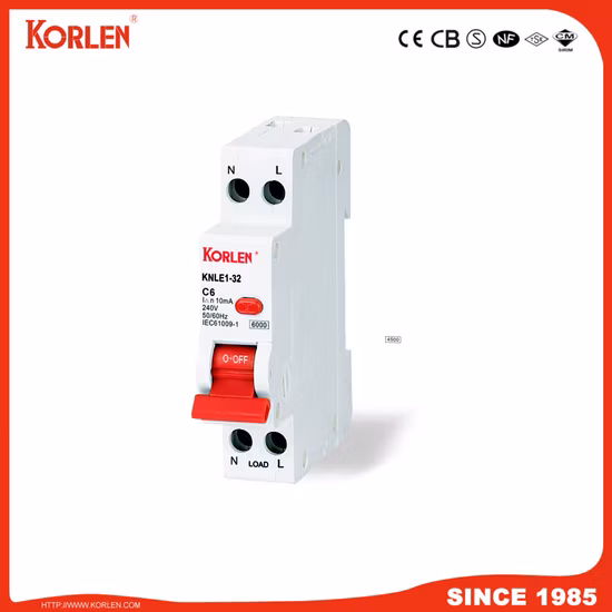 과부하 보호 50Hz 30mA 기능을 갖춘 고품질 미니 RCBO Knbl1-32 1p+N 6A~32A
